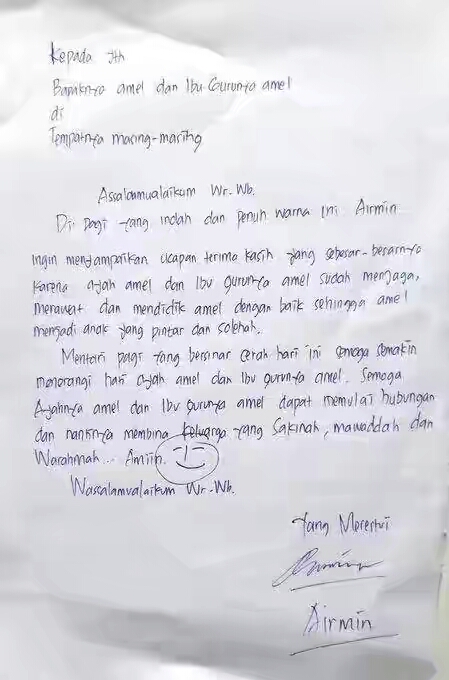 Surat tanda terima kasih untuk kakak osis